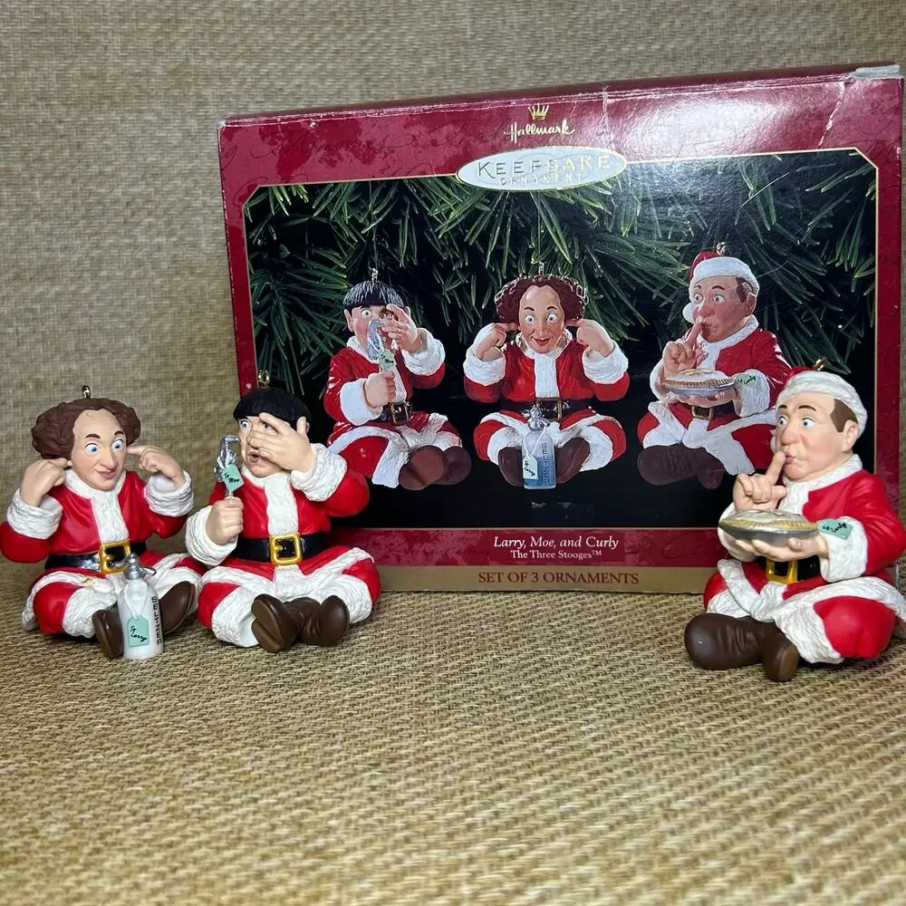 Hallmark Keepsake Three Stooges Wise Stooges Ornament Set of 3 w/ Box 2001